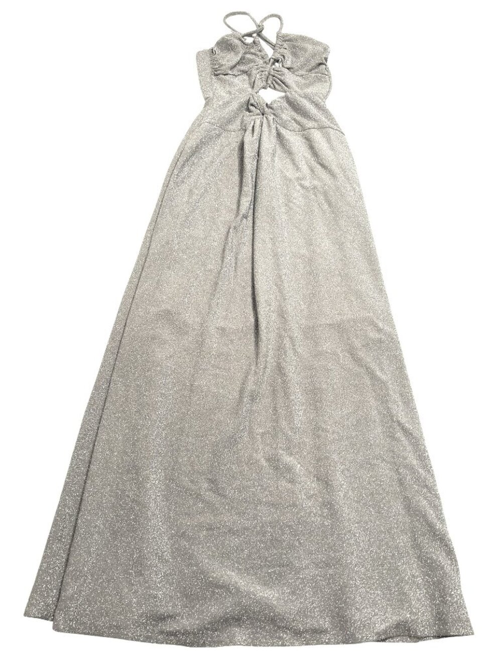 PatBO Cut-Out Lurex Maxi Dress in Silver